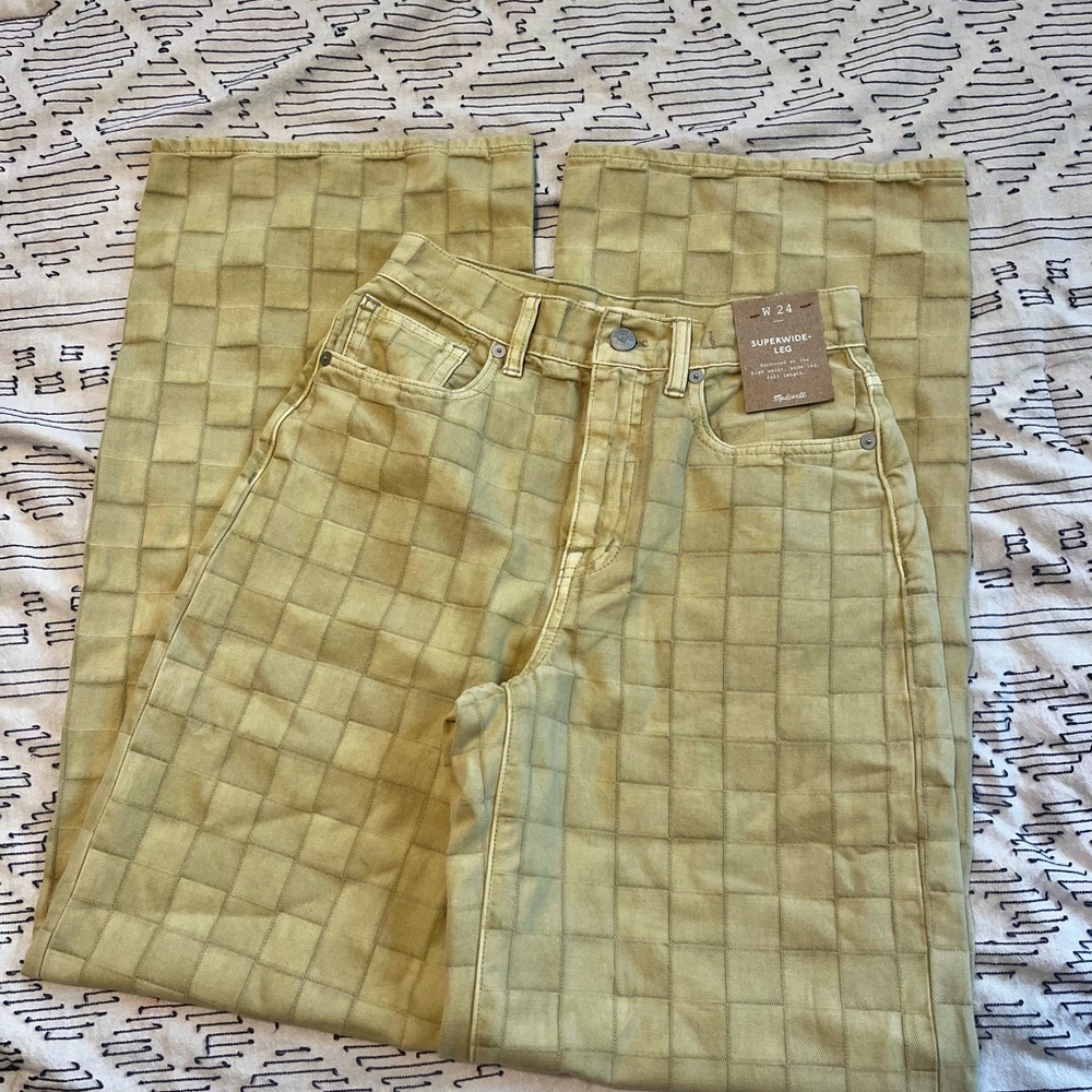 NWT Madewell Super-wide Leg Jeans Checkerboard Size 24